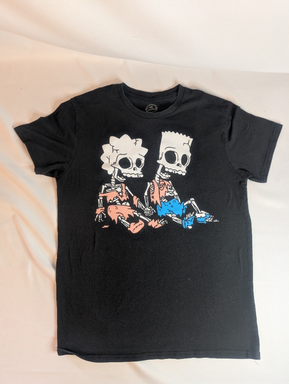 20th Television Simpson Black  Tee with Bart & Lisa Skeleton Men's Medium